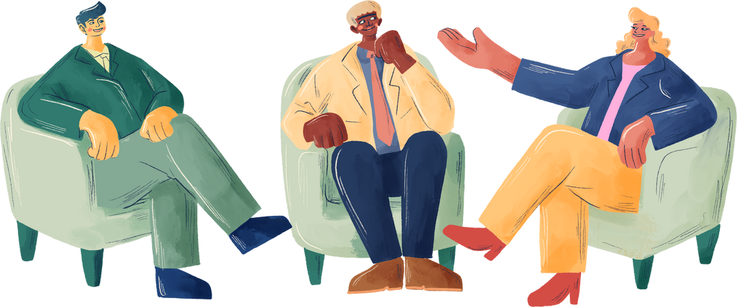 Gouache Group of Tech Professionals Talking 